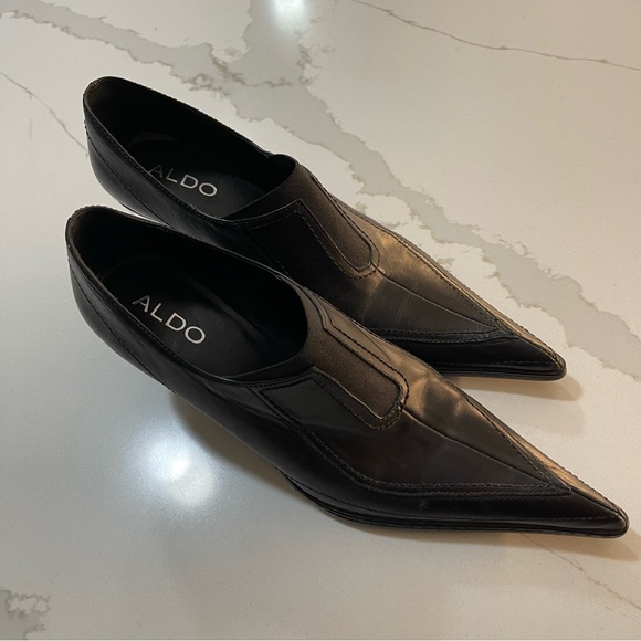 Leather Aldo pointed kitten heel shoes - Picture 3 of 10